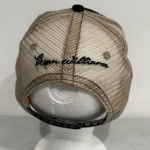 Evan Williams Bourbon Hat Cap Snap Back Black Tan Trucker Mesh Embroidered Mens - Picture 3 of 7